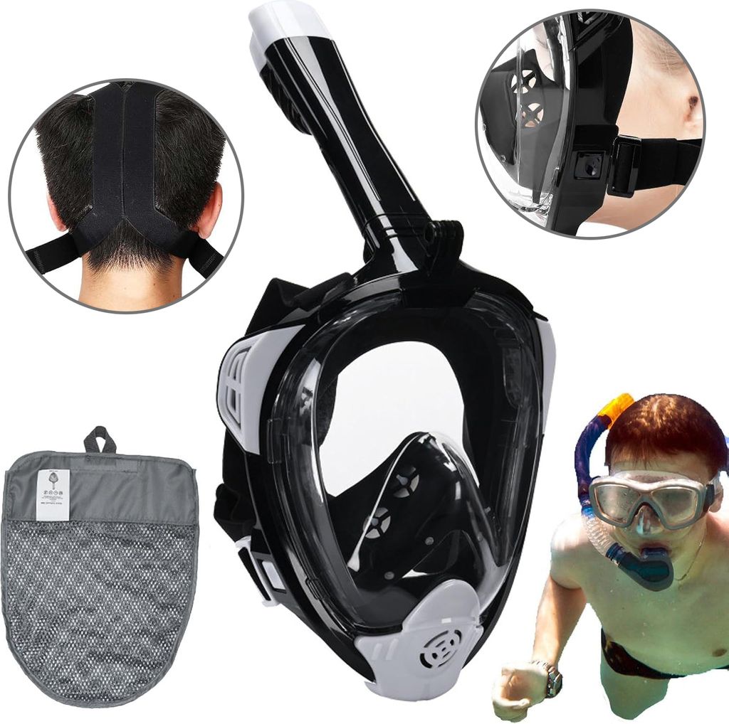 OKWISH Schnorchelmaske Erwachsene Vollgesichtsmaske – Wasserdicht & Beschlagfrei Tauchmaske L/XL