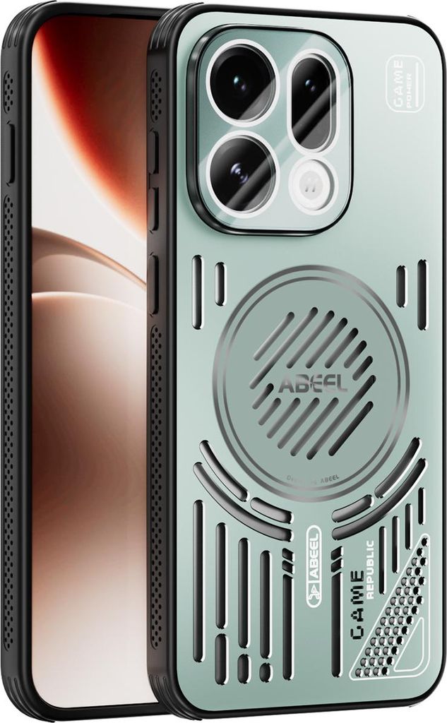 Magnetische Hülle für Oppo Find X9 mit Linsenabdeckung, Aluminium Stoßfestes Schutzhülle mit Wärmeableitung Grün