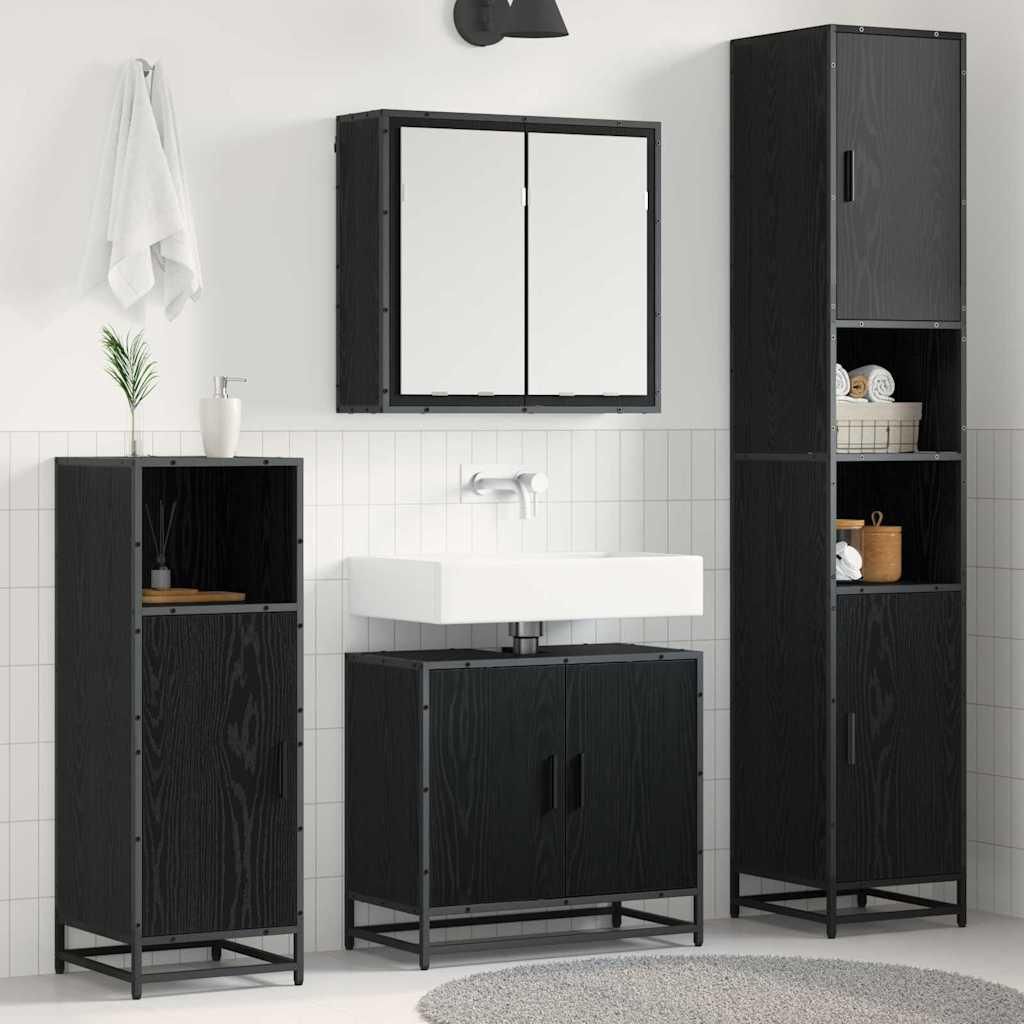 Maison Exclusive - Badezimmermöbel-Set 4 pcs Schwarz Eichen-Optik Holzwerkstoff