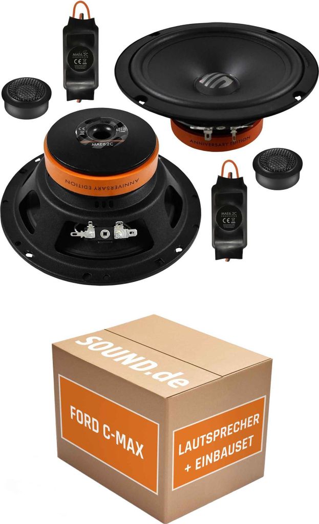 Lautsprecher Boxen Einbaupaket Front Musway MAE6.2C passend für Ford Focus C-MAX | für zwei Türen 3ohm