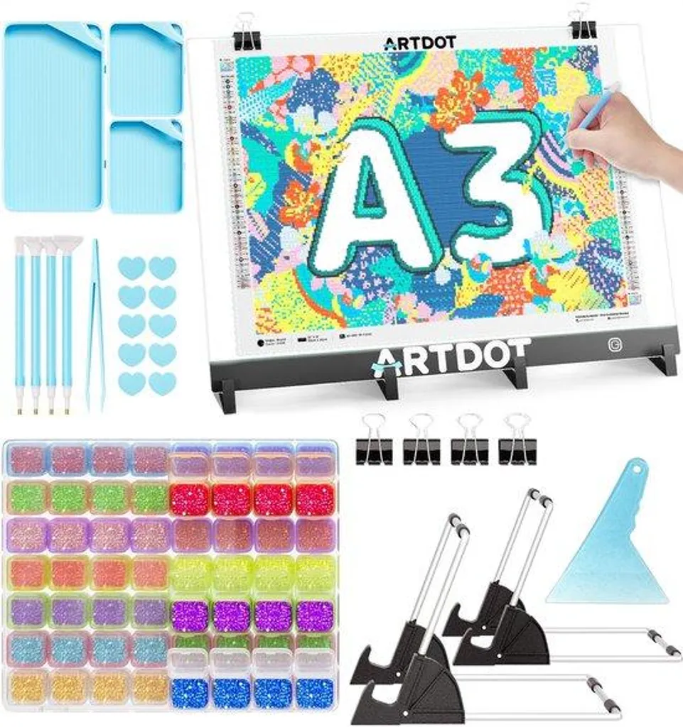 Tablette Lumineuse A3 Luminosité Réglable pour Broderie Diamant 5D