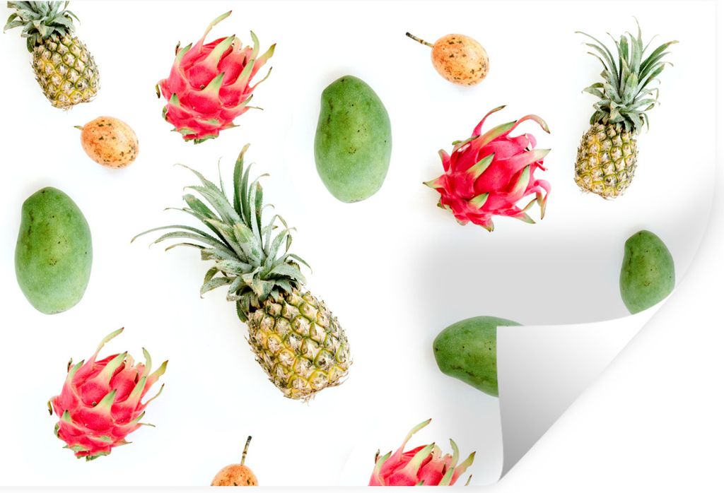 MuchoWow Wandtattoo Wandsticker Wandaufkleber Tropisch - Obst - Ananas 30x20 cm Selbstklebend und Repositionierbar - Wierderverwendbar - Selbstkl...