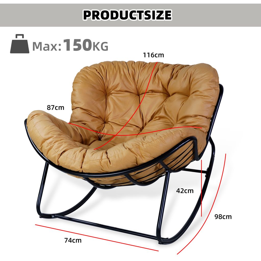 CCLIFE Schaukelstuhl Schaukelsessel Wohnzimmer Relaxstuhl Produktbild 3
