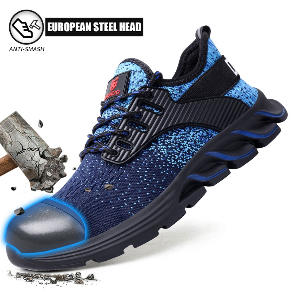 Sicherheitsschuhe Arbeitsschuhe S3 Schwarz Leicht Sneaker Anti-Smash Stahlkappe 