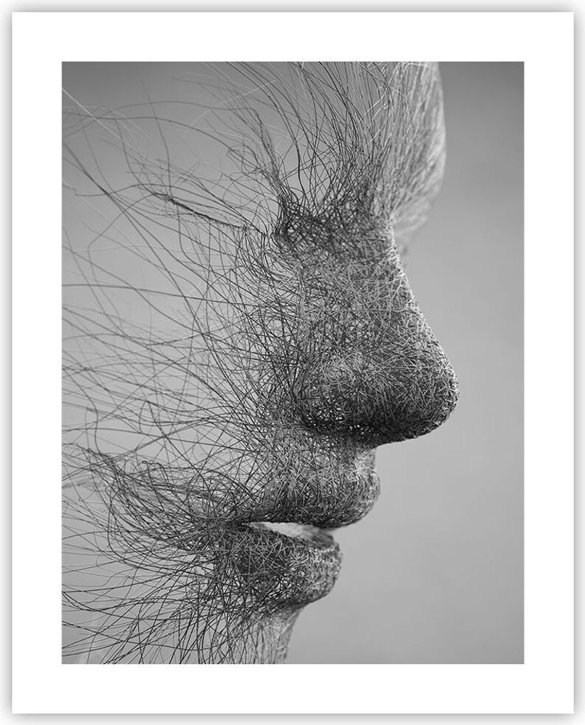 Poster - Poster ohne Rahmen - Gesicht Grafiken Fäden - 40x50 cm - Wand Bild - Wanddeko - Wandbilder - Kunstposter - Wandposter - Bilder - Kunstdru...