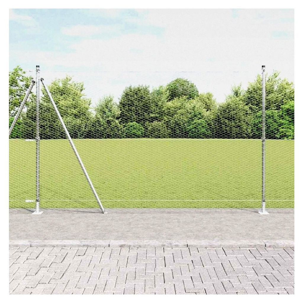 Zaunpfosten Silber 50 x 1,4 m (25 mm Maschenweite) Stahl Gartenzaun für Hundezaun, Weidezaun, Gartenzaun & Hühnerzaun, Gartennetz
