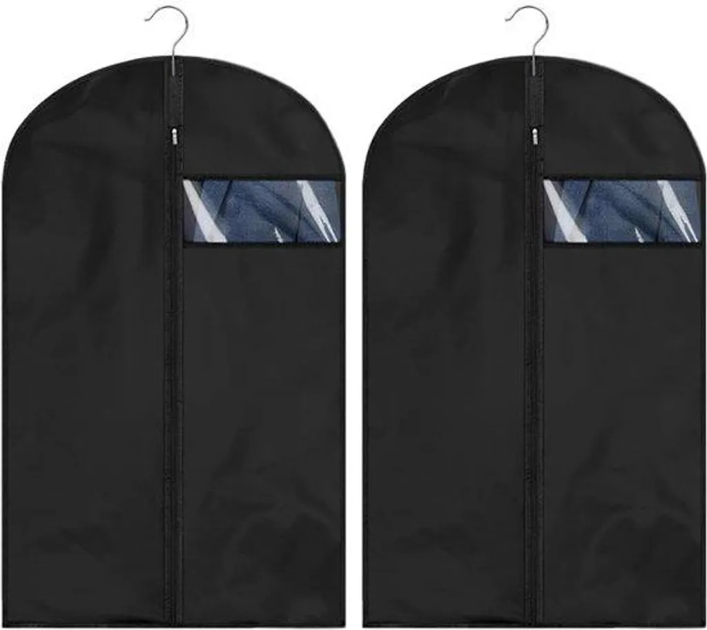 Housses de rangement pour costumes noirs 60x100 cm lavables avec zip