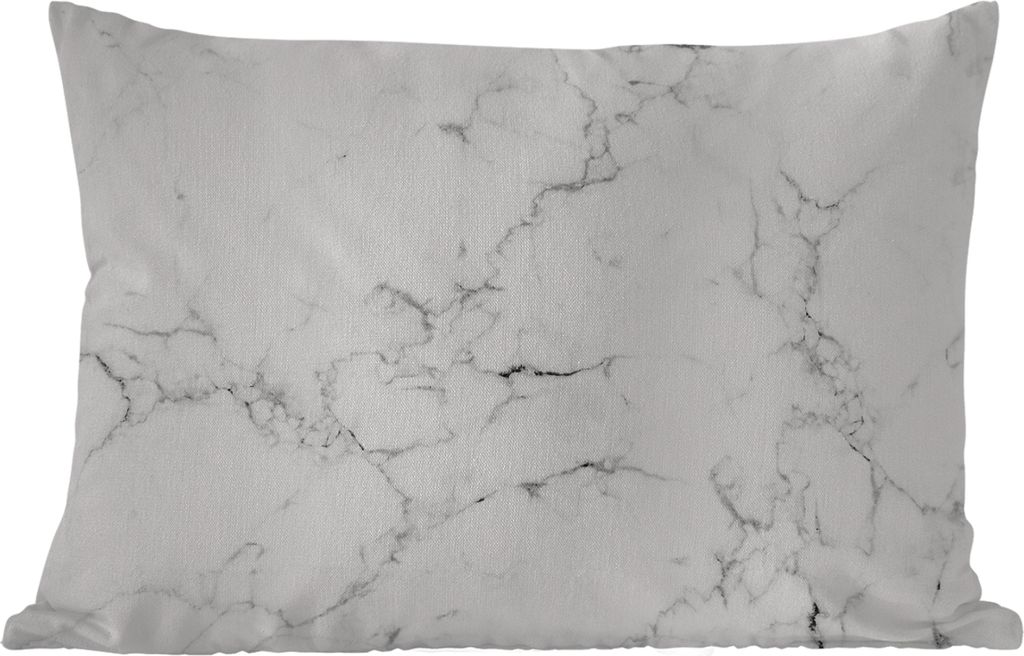 MuchoWow Outdoor Kissen - Marmor - Weiß - Grau - Luxus - Marmoroptik - Strukturiert - 60x40 cm - Wetterfest - Lounge Kissen - Zierkissen - Kisse...