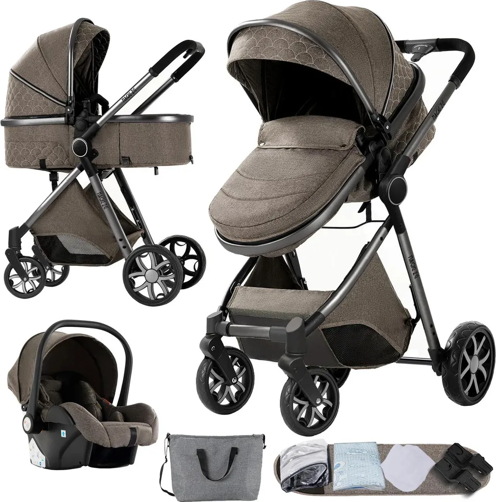 Poussette légère 3 en 1 design compact et maniable en Moka Brun 2026