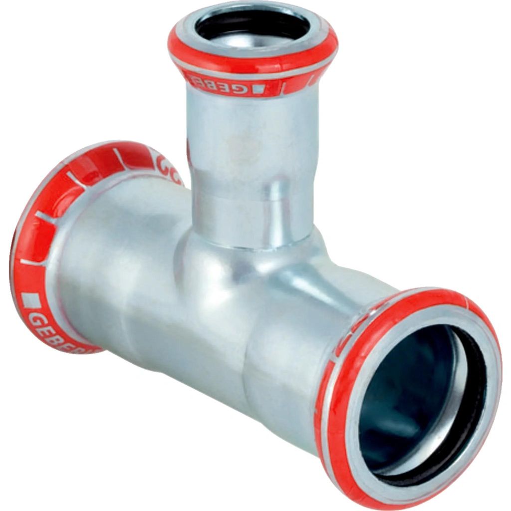 Geberit GE Mapress, C-Stahl, T-Stück mit red. Abg., d108 x 54 x 108mm, verzinkt, 1 Stk.