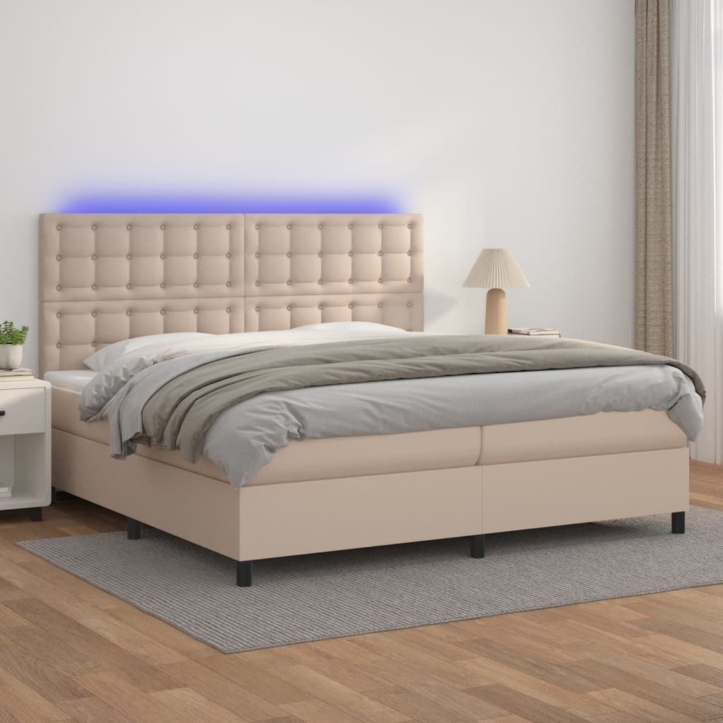 Maison Exclusive - Boxspringbett mit Matratze & LED Cappuccino-Braun 200x200cm