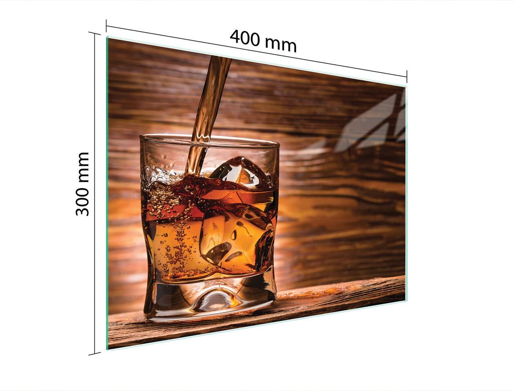 Schneidebrett Herdabdeckplatte Multiglasschneidplatte 40x30 cm Whiskey Holz