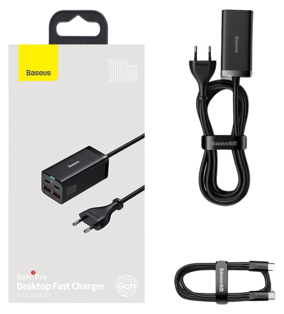 Desktop Charger Baseus GaN3 Pro, 100W, 5A, 2 x USB-A - 2 x Obrázek produktu 