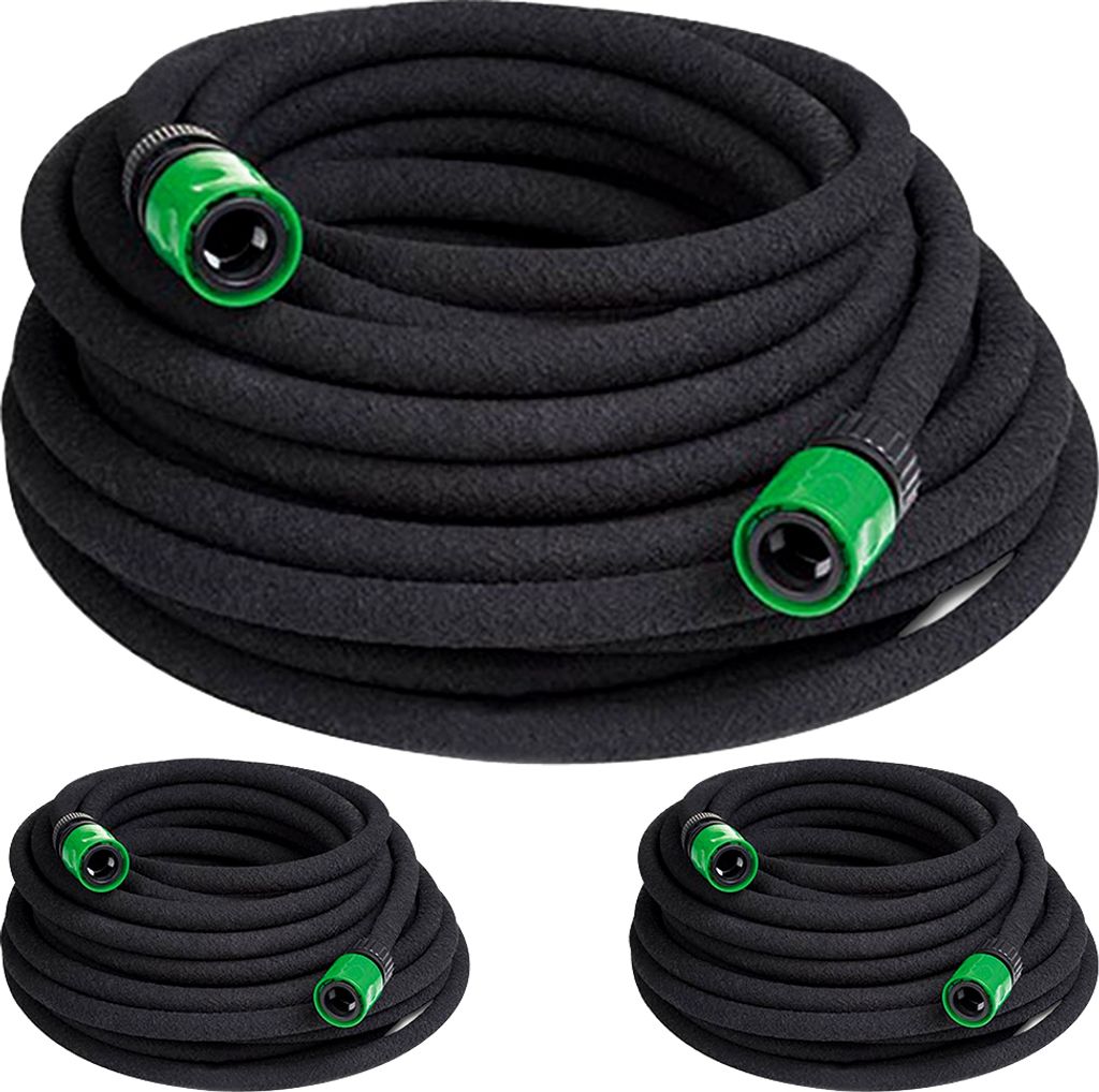 MONZANA Bewässerungsschlauch 45 m 1/2 Zoll T-Verbinder Ober- & Unterirdisch verlegbar Garten Perlschlauch Tropfschlauch Bewässerung 3x 15m