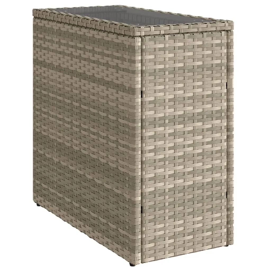 Tavolino da giardino con piano in vetro 58x27,5x55 cm in poly rattan