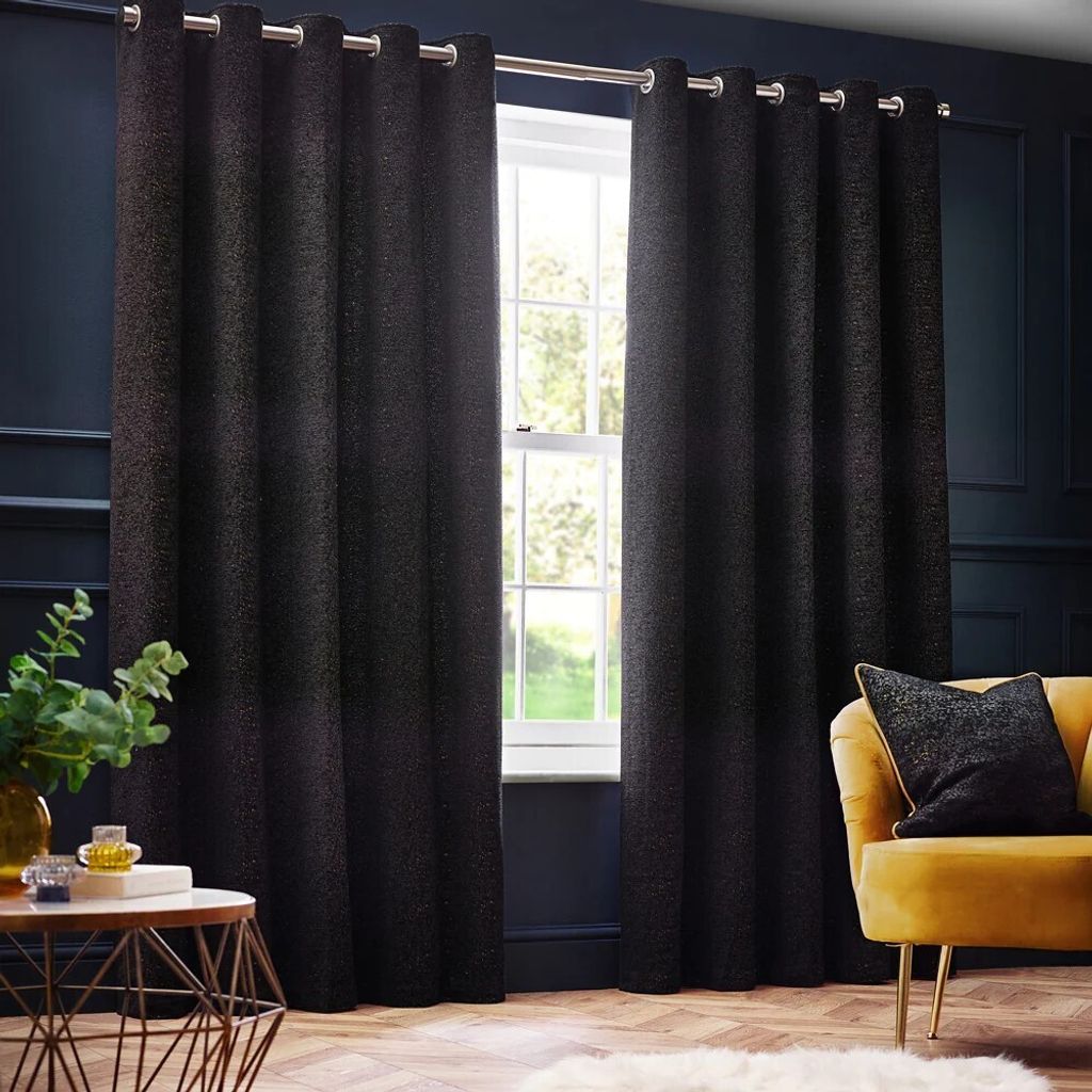 Paoletti - Ösenvorhänge "New Galaxy", Chenille RV3278 (117 cm x 183 cm) (Schwarz)