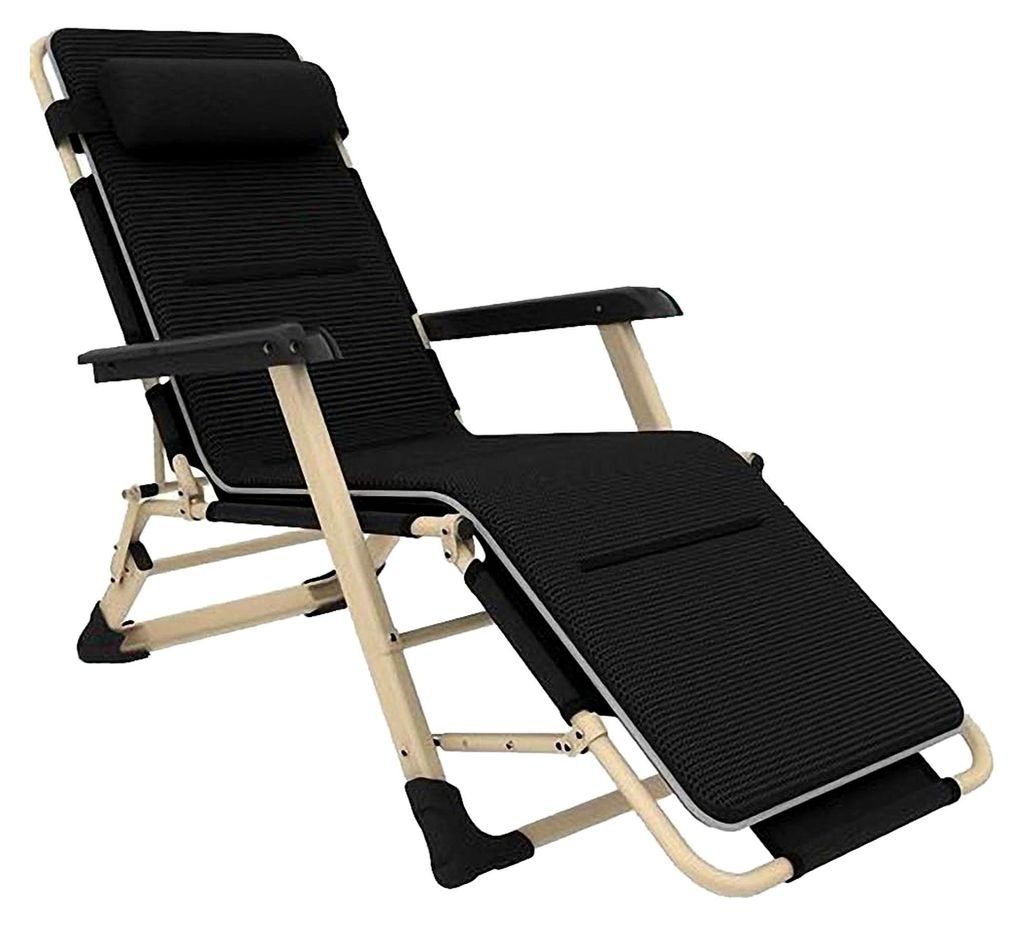 Klappbarer Lounge-Stuhl für die Mittagspause, Schlafstuhl für das Büro, Klappstuhl mit Rückenlehne für Zuhause, Balkon und Strand mit Kissen