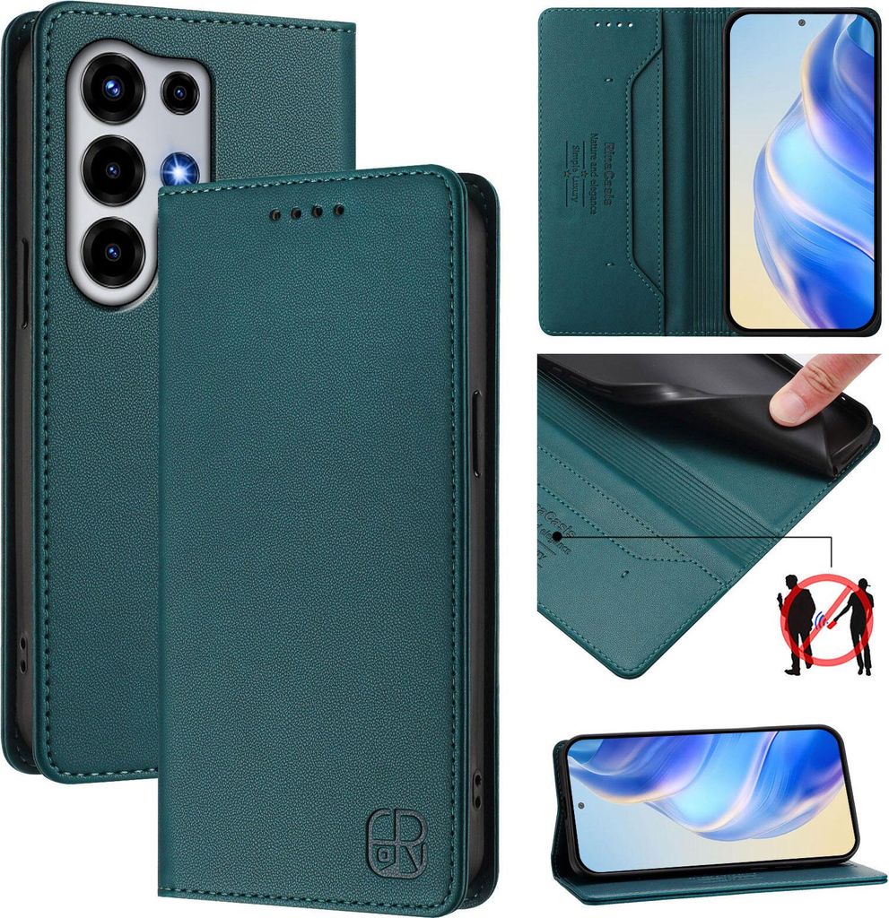 Lederhülle für itel Super 26 Ultra Hülle Flip Brieftasche Kartenfächern Ständer Schutzhülle Dunkelgrün