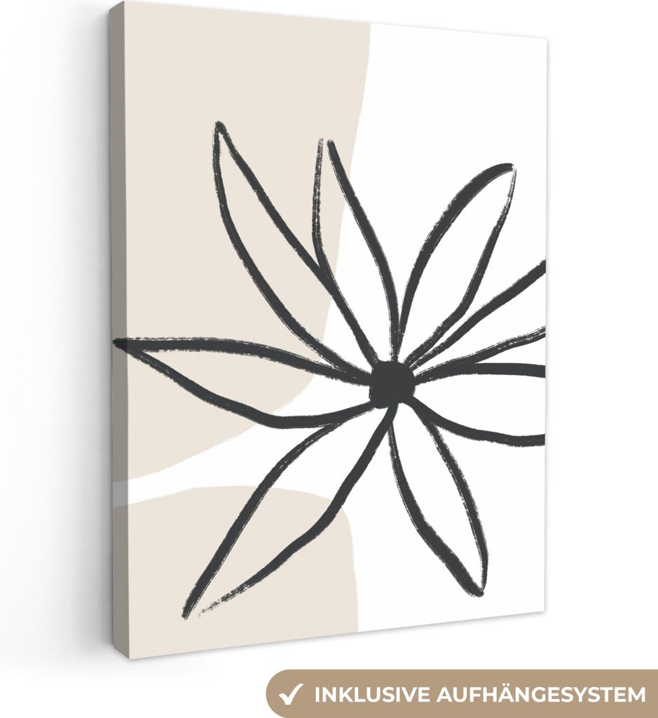 MuchoWow - Leinwandbilder - Blumen - Minimalismus - Pastell, Wandbild, Wanddeko Bilder Wohnzimmer, 60x80 cm