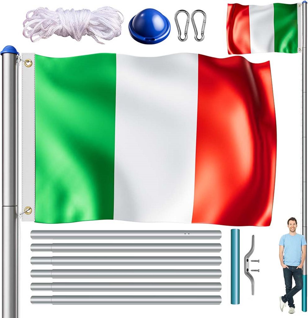 MONZANA® Mât de drapeau télescopique aluminium 6,5m Image du produit 