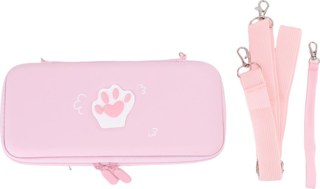 Tragetasche passend für Switch 2-Konsole, wasserdicht, tragbar, schützende Hartschalen-Reisetasche mit Handschlaufe, Schulter-Rosa
