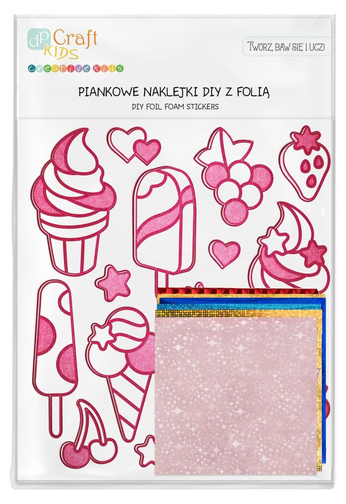 Naklejki piankowe DALPRINT Lody + Folia - Zestaw kreatywny 16 sztuk