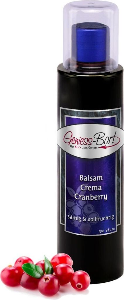 Balsamico Creme Cranberry 0,26L 3% Säure mit original Crema di Aceto Balsamico di Modena IGP.