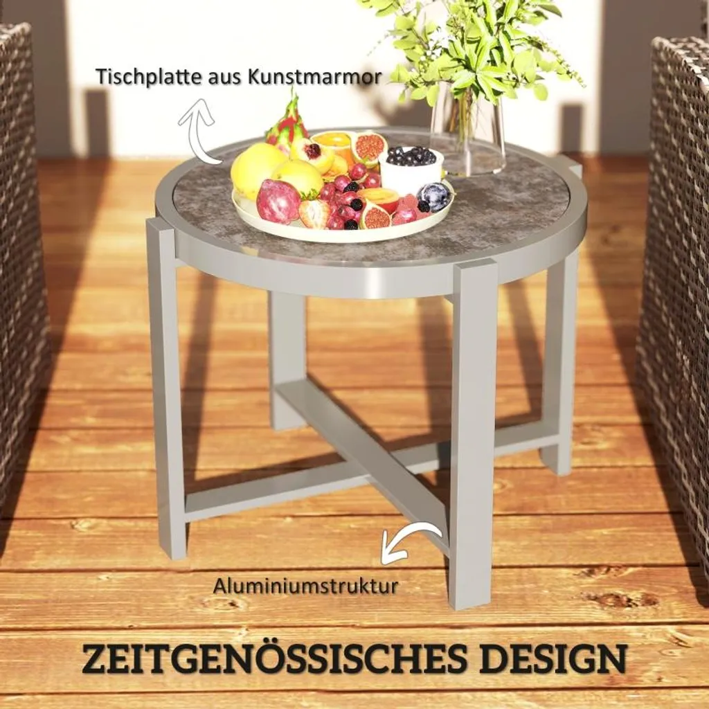 Table Basse Extérieure Résistante aux Intempéries Design Marbre Gris - 4