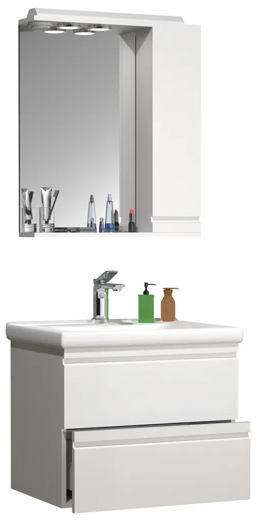 Fini le désordre avec l'ensemble de meubles de salle de bain blanc SiloraL