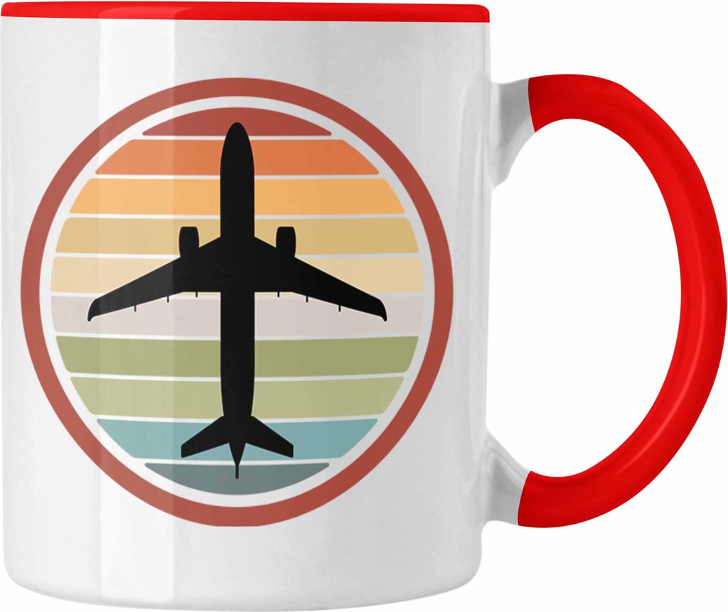 Trendation - Pilot Geschenk Tasse Piloten Flugzeug Geschenke Motive Flughafen Grafik (Rot)