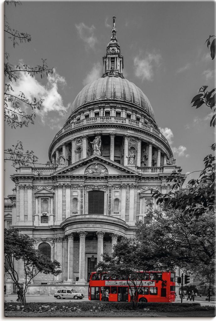 ARTland Leinwandbild London St. Paul’s Cathedral & Roter Bus Größe: 60x90 cm