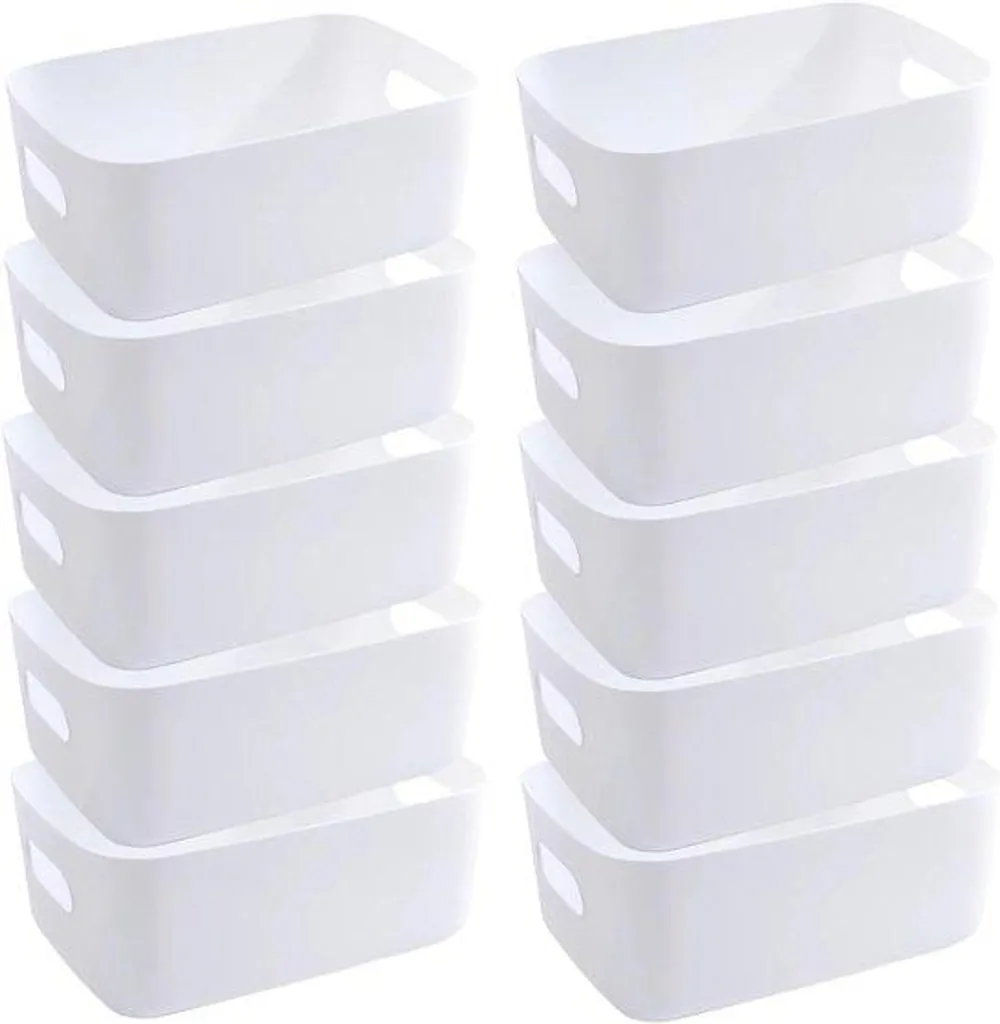 Panier de rangement blanc 30x20x12 cm pour salle de bain et cuisine