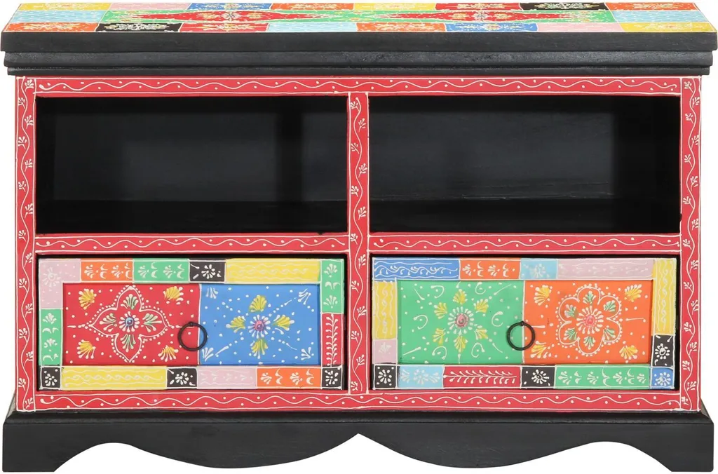 Mobile Porta TV vidaXL in Legno di Mango Massiccio 80 cm Multicolore
