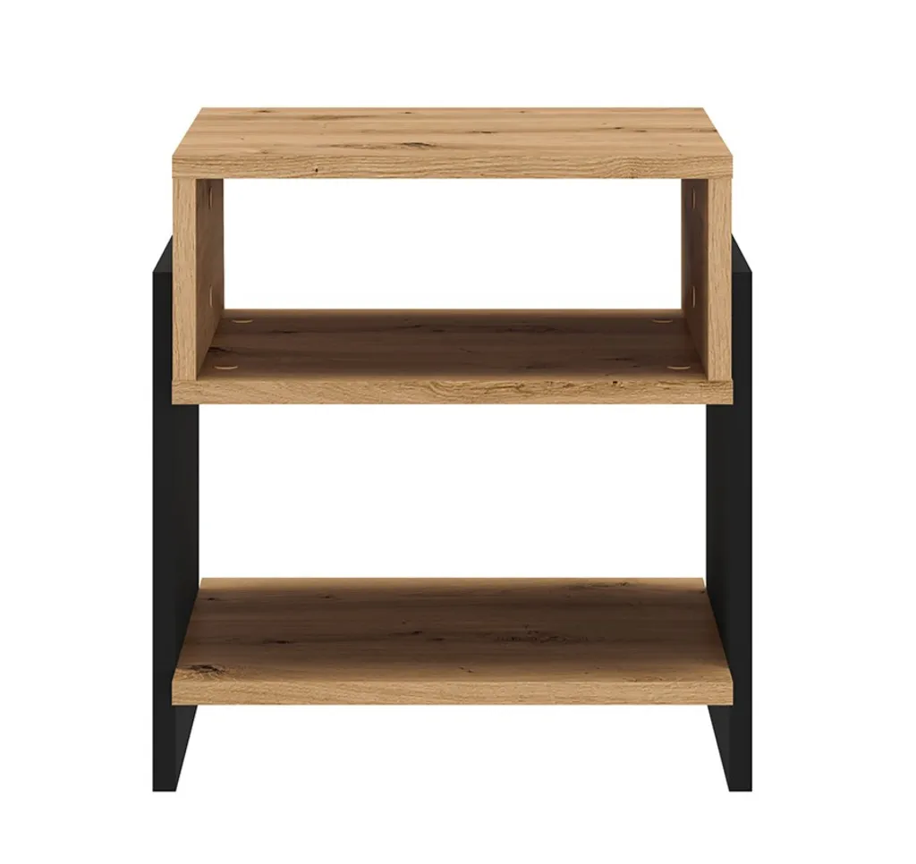 Table de nuit scandinave BAJRO chêne artisan - Chevet design industriel