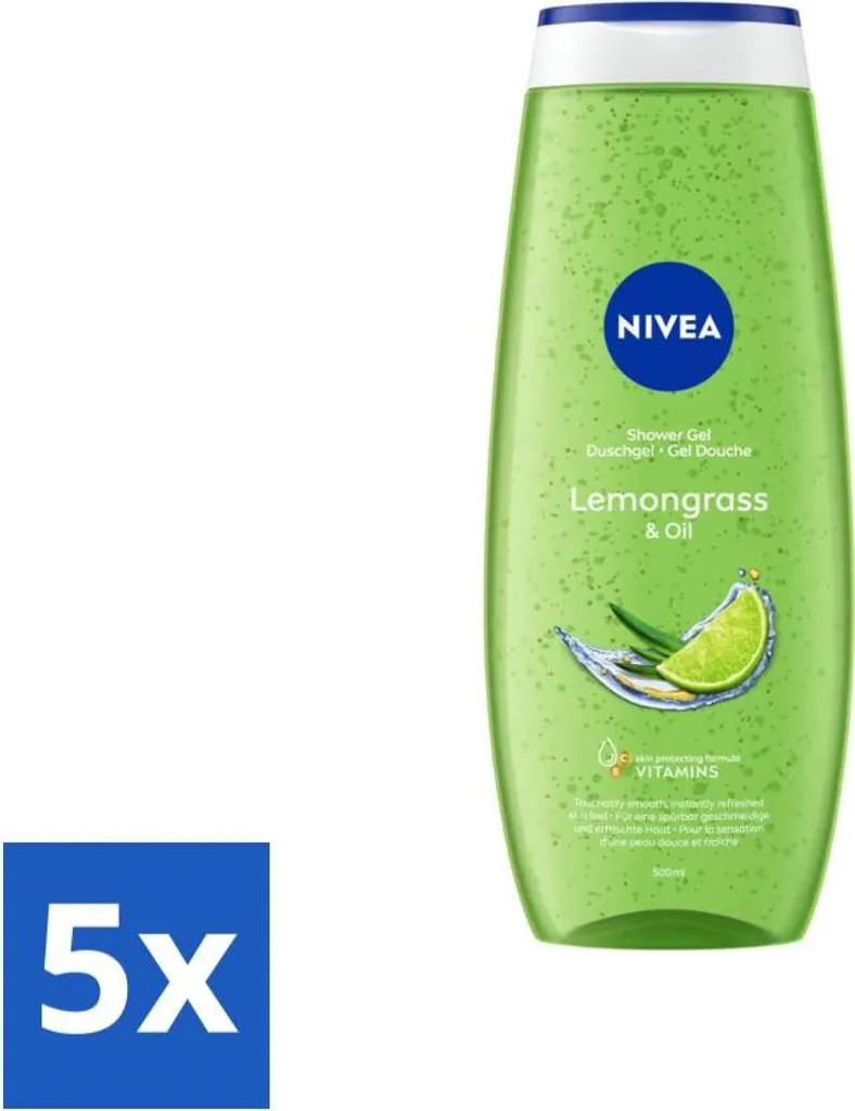 Offerta Scorta NIVEA Lemongrass & Oil Gel Doccia - 5 Flaconi da 500ml