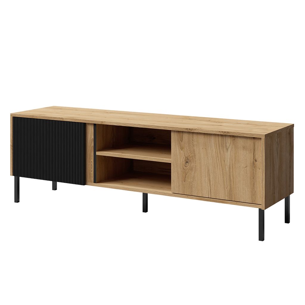 AX LIVING Lowboard TV Mikasso – 150cm Breite Modern in Eiche/Schwarz