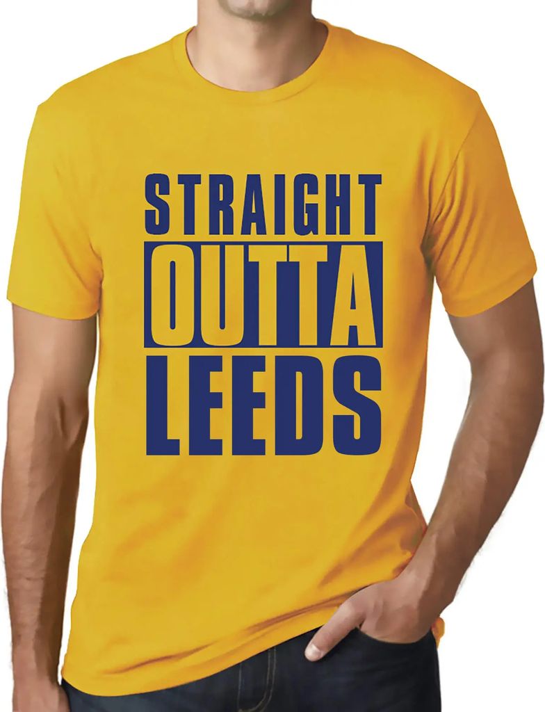Herren Grafik T-Shirt Straight Outta Leeds Öko-Verantwortlich Vintage Jahrgang Kurzarm Lustige Druck Geburtstag Geschenk Mann