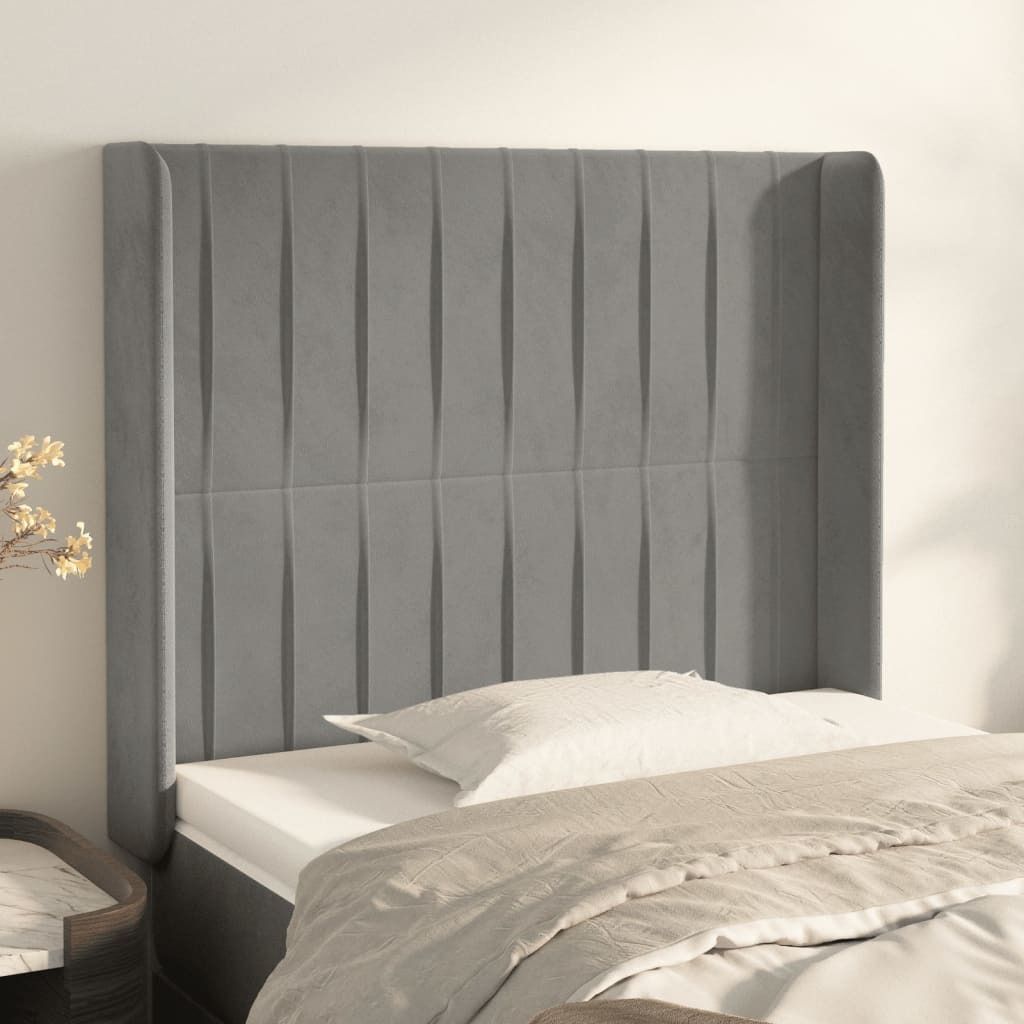 Maison Exclusive - Kopfteil mit Ohren Hellgrau 93x16x118/128 cm Samt