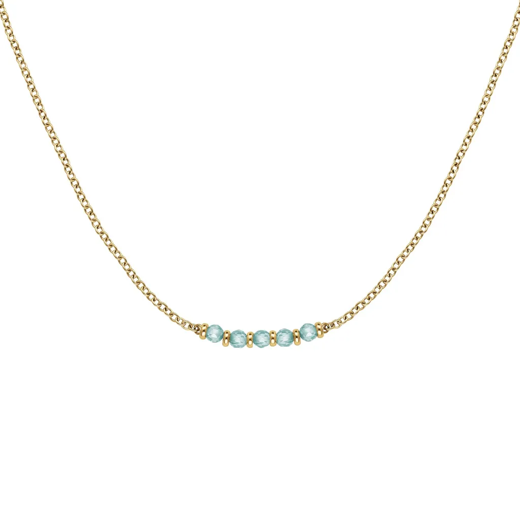 Collier fin plaqué or perles bleues Essentials JNBRG-J812 pour femme