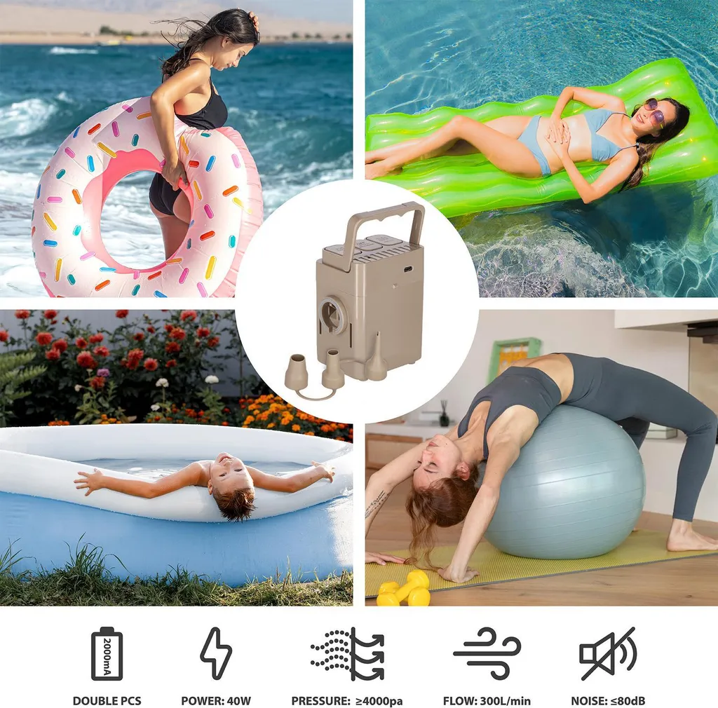 Matelas King Size auto-gonflant avec pompe électrique 220V, design vert