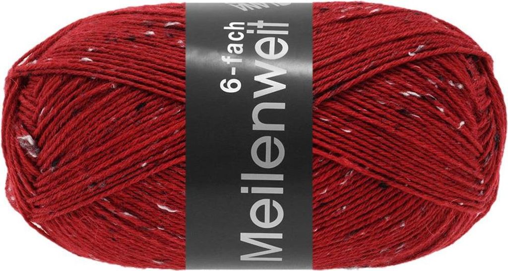 Lana Grossa - Meilenweit 6-fach 150g Tweed 9676 kirschrot Produktbild 