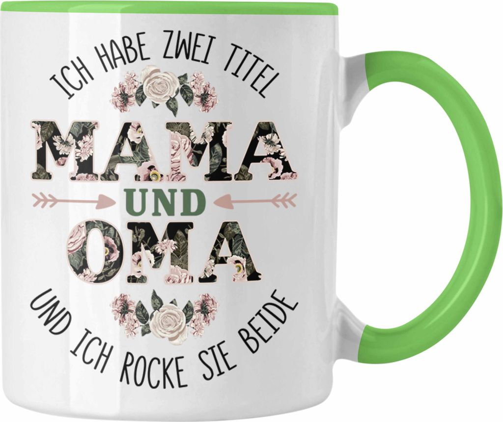 Trendation - Mama und Oma Tasse Geschenk für Oma Weihnachten Geburtstag Lustige Tasse Beste Oma (Grün)