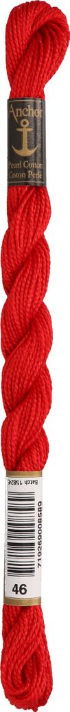 Anchor Perlgarn Stärke 5 4585000-00046 rot Stickgarn, 100 % Baumwolle, 5g Strängchen