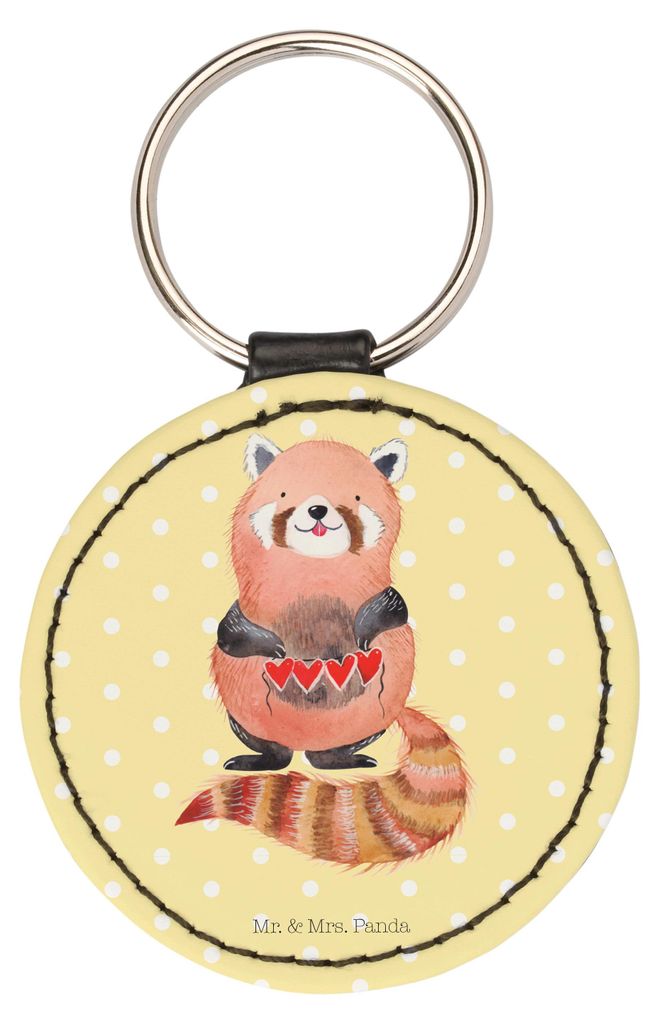 Mr. & Mrs. Panda Schlüsselanhänger Roter Panda - Gelb Pastell - Geschenk, Liebling, Herz, Anhänger, Liebe, Lieblingsmensch, schlüssel, Gute Lau...