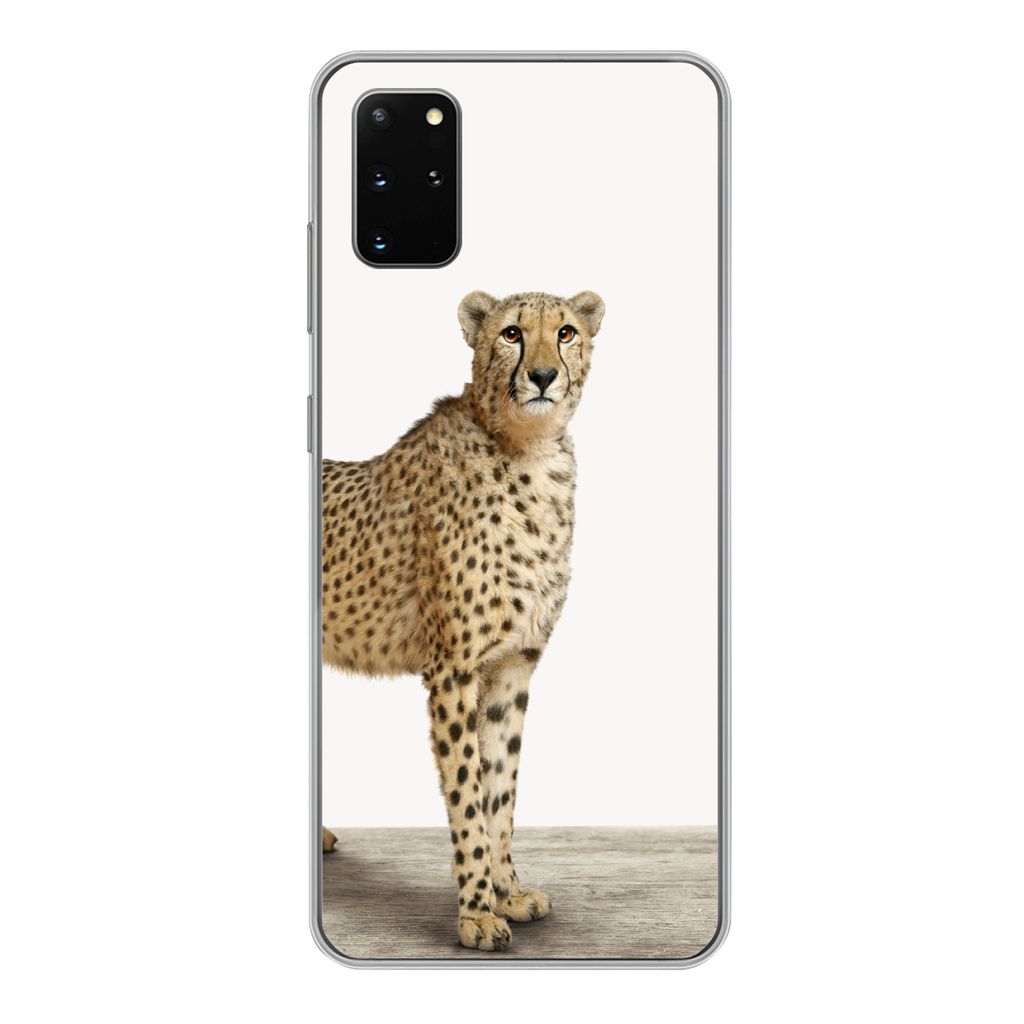 MuchoWow Handyhülle Schutzhülle Hülle für Samsung Galaxy S20 Plus Leopard - Tiere - Weißer Hintergrund - Kinder - Jungen - Mädchen Silikon ...