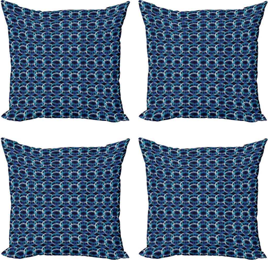 ABAKUHAUS Geometrisch Kissenbezug Set (4 Stück), Verschränkte Tupfen, Moderner Doppelseitiger Digitaldruck, 50 cm x 50 cm, Mehrfarbig