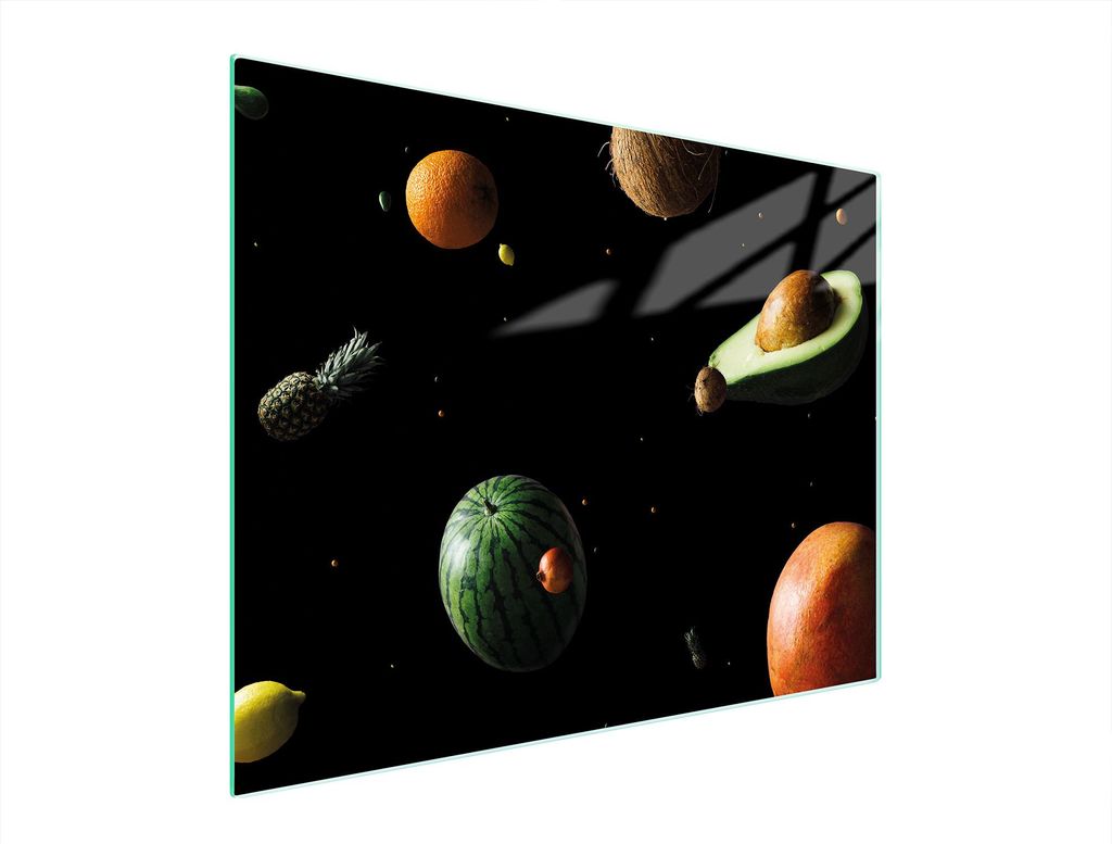 Gehärtetes Glasschneidebrett Obst-Design 52x40 cm, spülmaschinengeeignet & hygienisch