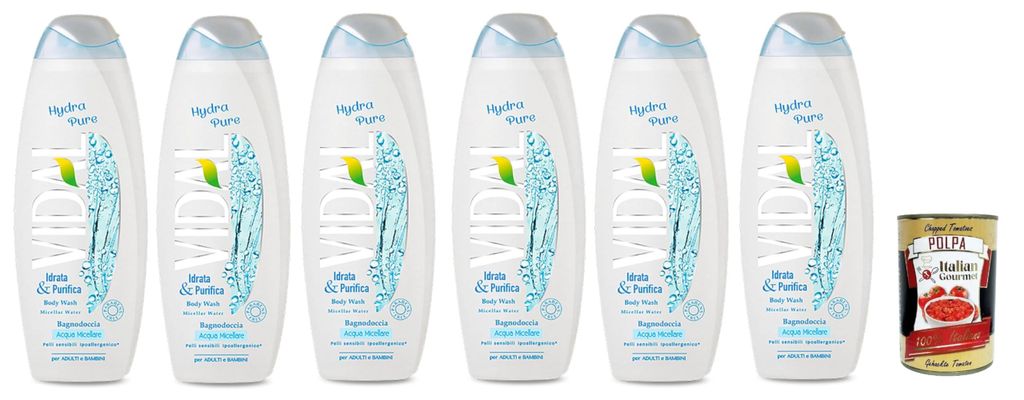 Vidal Bagnoschiuma Hydra Pure Schaumbäder Bades bath shower foam 6x 500 ml Pflege und Reinigung des Körpers + Italian Gourmet polpa 400g