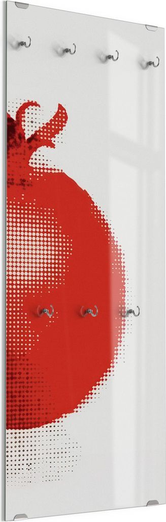 DEQORI Kleiderhaken aus Glas 50x125 cm 'Grafischer Granatapfel' Wand Garderobe Haken