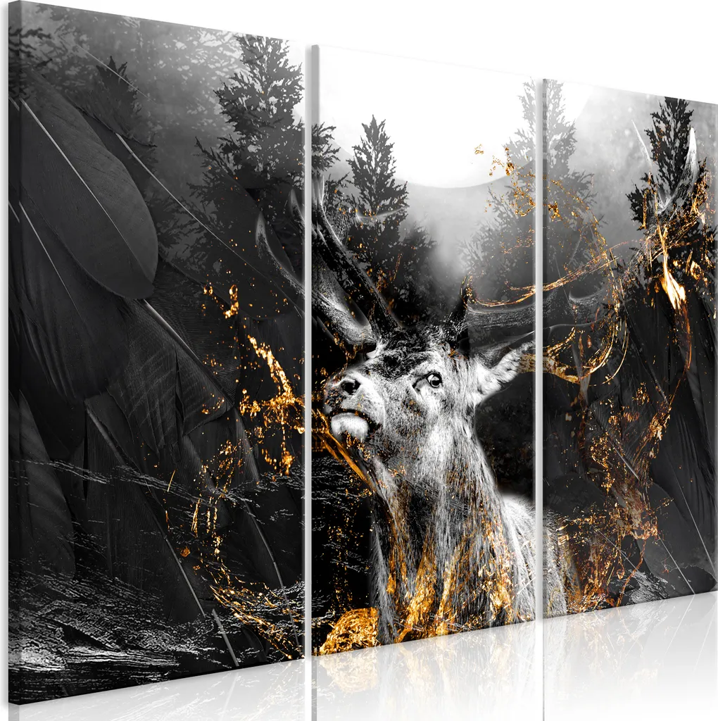 Decorazione Parete Re del Bosco - Quadro 3 Pezzi 90x60 cm Canvas